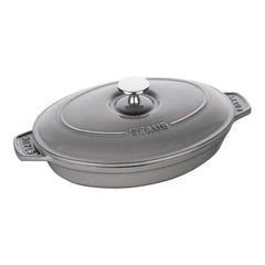 Staub | 9-inch, Oval, Covered Baking Dish With Lid, Graphite Grey | Cast Iron