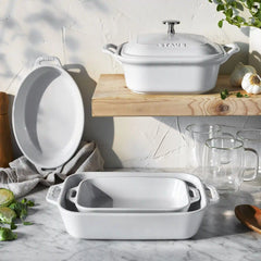 Staub | 5-pc, Mixed Baking Dish Set, White | Stoneware
