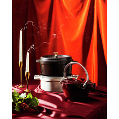 Staub | 3-pc, Mini Round Dutch Oven Set, Cherry | Stoneware