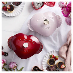 Staub | 1.75 qt, Heart, Dutch Oven, Peony Pink | Cast Iron - Specialty Shaped Cocottes