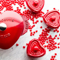 Staub | 3-pc, Mini Heart Dutch Oven Set, Cherry | Ceramic