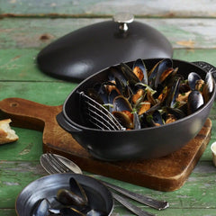 Staub | 2 qt, Cast Iron, Mussel Pot, Matte Black | Cast Iron
