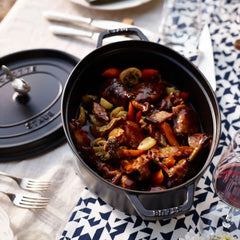 Staub | 5.75 qt, Oval, Coq Au Vin Dutch Oven, Matte Black | Cast Iron