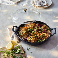 Staub | 3.5 qt, Braiser With Glass Lid, Dark Blue | Cast Iron