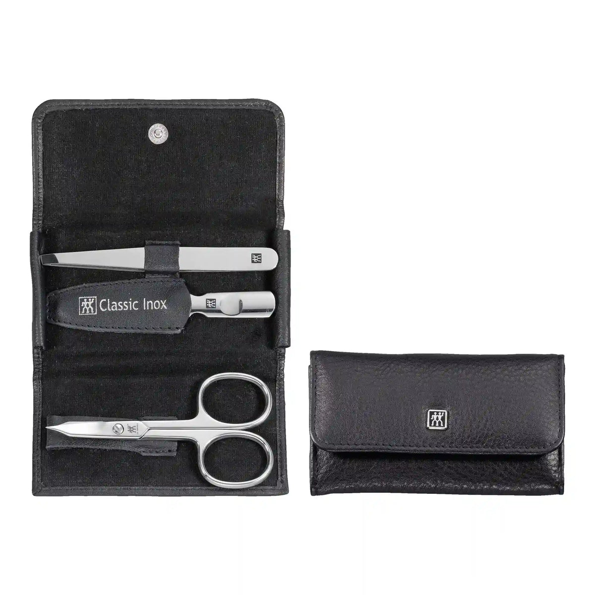 ZWILLING | 3-pc, Leather Snap Fastener Case, Matte Black | Classic Inox