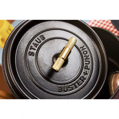 Staub | 7 qt, Round, Dutch Oven Buster And Punch, Matte Black | Cast Iron